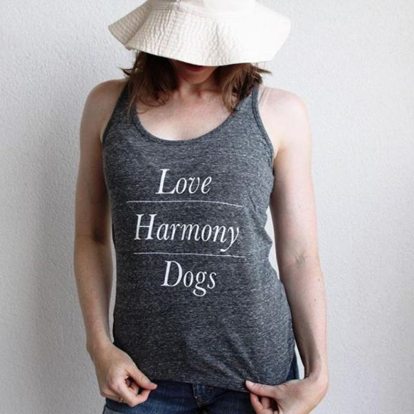 BIO-Baumwolle Tank Top "love, harmony, dogs" Größe M